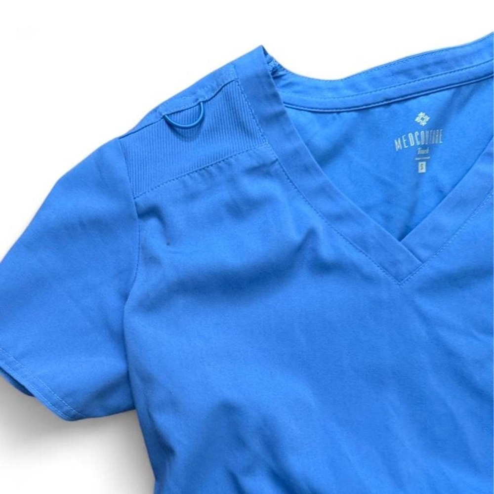 Med Couture Touch Scrub Set Women's Small petite Blue V Neck Top Pants Nurse - Picture 5 of 7